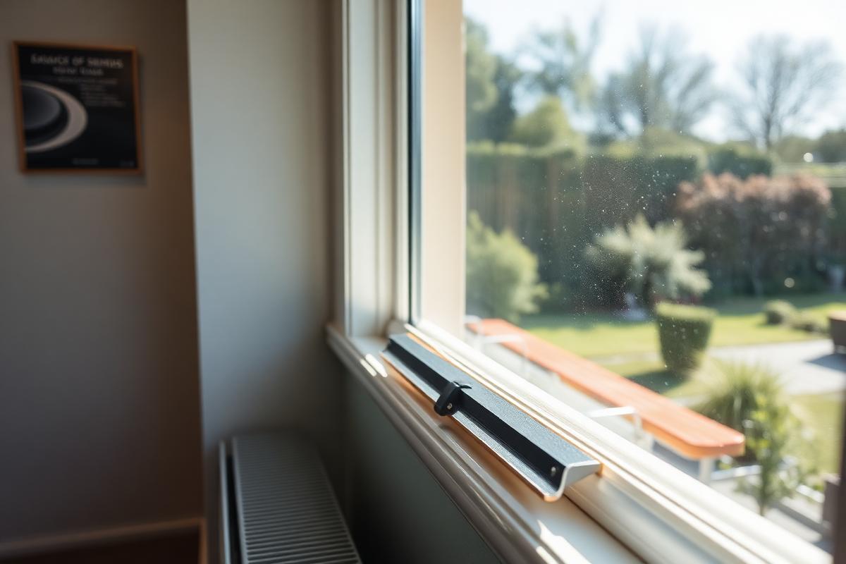 Streifenfrei gereinigte Fensterscheibe mit Abzieher und Rahmen im Detail – Fensterreinigung am Bodensee